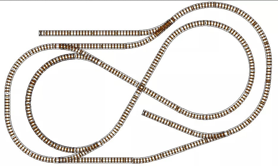 figure out shaped ho scale track plan in 4'x8' dimensions