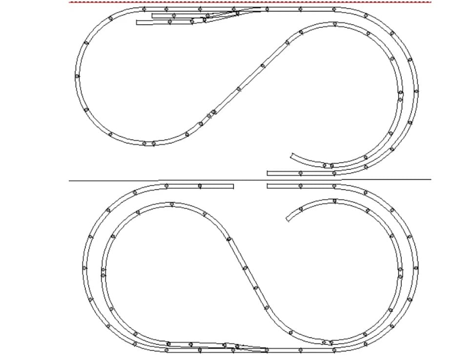 4x8 ho track plan including two different views.