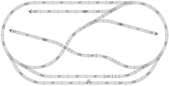 simple oval shaped 4x8 o scale track plan