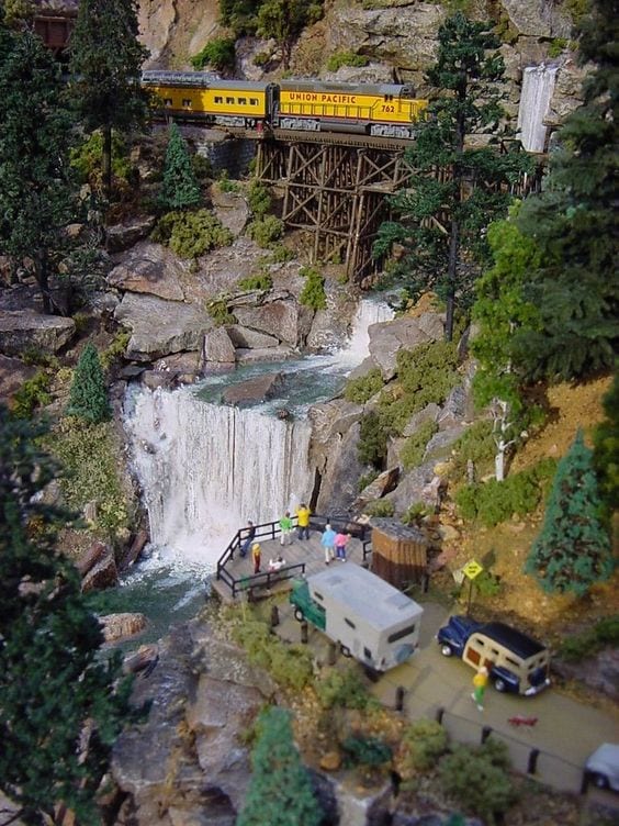 model railroad scenery waterfall